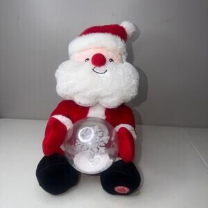 Vntg Santa Claus Lighted Snow Globe Animatronics Sound N Light 12" Plush Music